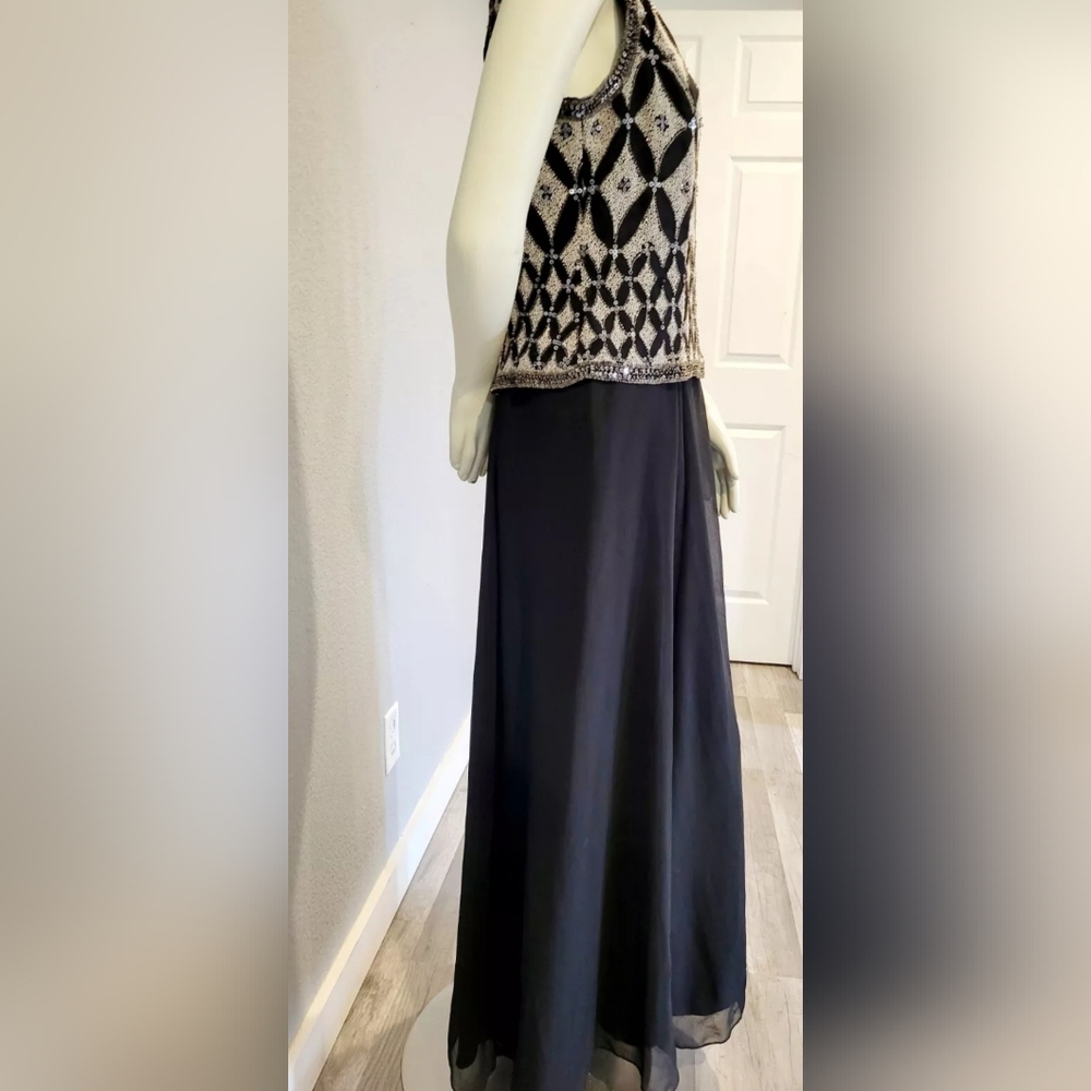 Vintage 100%PureSilk Mark & John by Gopal Dress M Sequins Beaded Long Maxi Gown - Picture 8 of 15